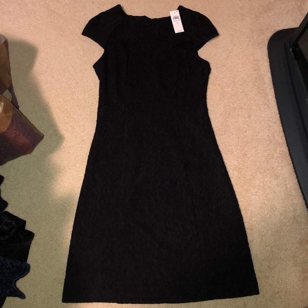 NWT Ann Taylor Burgundy/Black Brocade Dress in 0